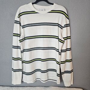 H&M White Striped Long Sleeve‎ T Shirt M Punk Grunge Skater Preppy 90s